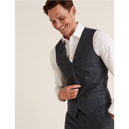 Regular Fit Wool Checked Waistcoat - Marks & Spencer - Modalova