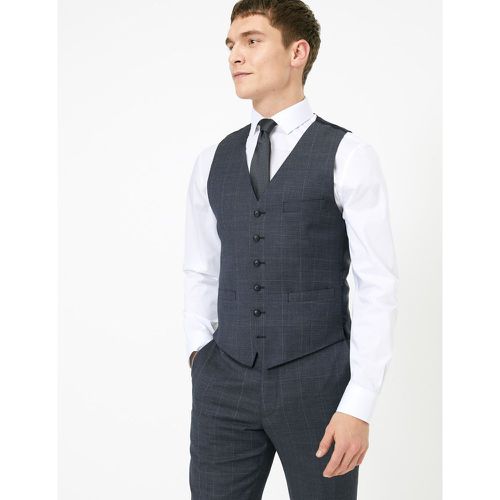 Checked Slim Fit Wool Waistcoat navy - Marks & Spencer - Modalova