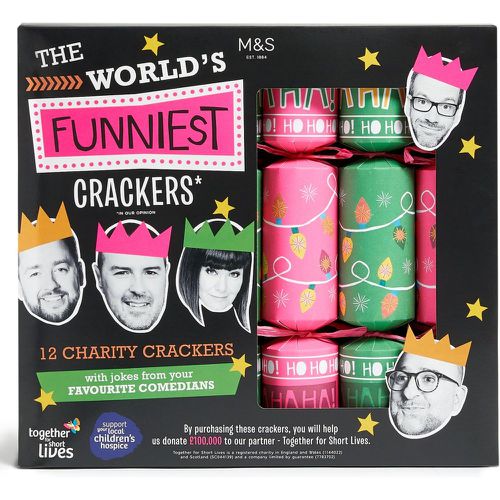 World's Funniest* Recyclable Charity Christmas Crackers - Pack of 12 in 2 Designs - Marks & Spencer - Modalova