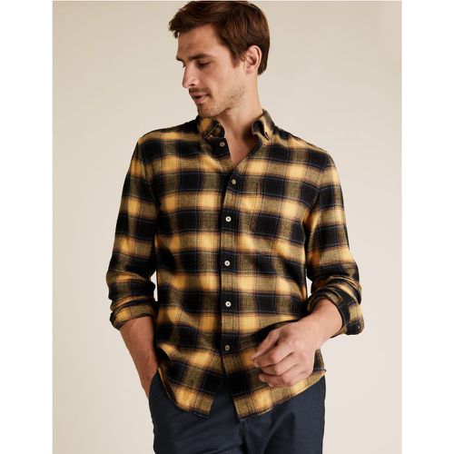 Pure Cotton Flannel Checked Shirt yellow - Marks & Spencer - Modalova
