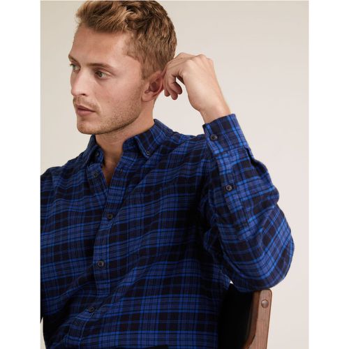 Pure Cotton Flannel Check Shirt blue - Marks & Spencer - Modalova