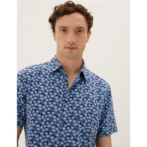 Soft Touch Palm Print Shirt blue - Marks & Spencer - Modalova