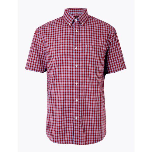 Pure Cotton Checked Shirt red - Marks & Spencer - Modalova