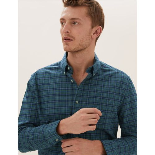 Pure Cotton Check Oxford Shirt green - Marks & Spencer - Modalova