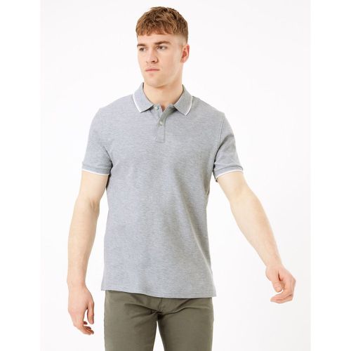 Pure Cotton Textured Polo Shirt grey - Marks & Spencer - Modalova