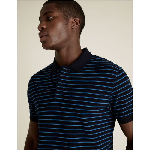 Pure Cotton Pique Striped Polo Shirt - Marks & Spencer - Modalova