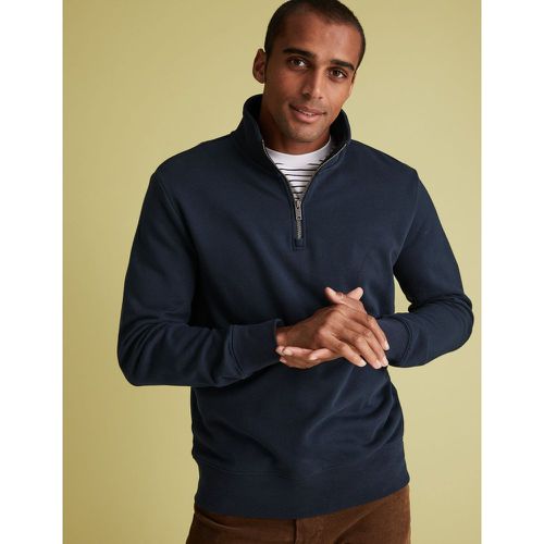 Pure Cotton Half Zip Funnel Neck Sweatshirt navy - Marks & Spencer - Modalova