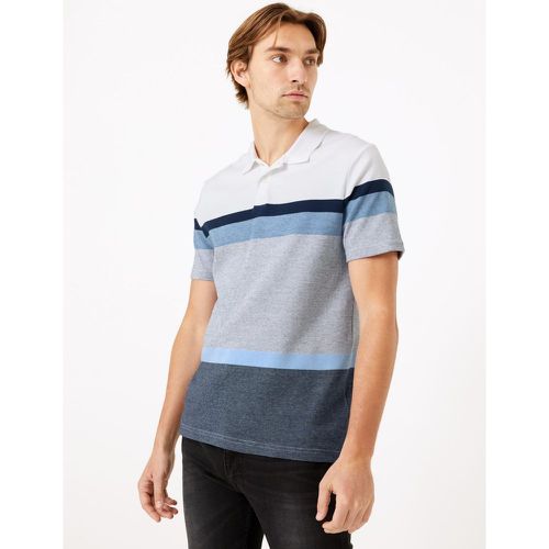 Pure Cotton Striped Knitted Polo Shirt - Marks & Spencer - Modalova