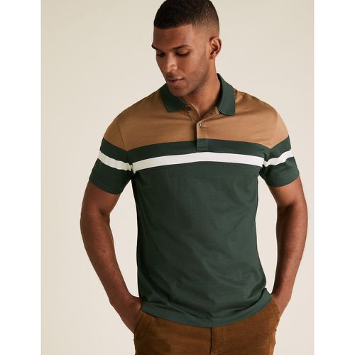Pure Cotton Striped Polo Shirt green - Marks & Spencer - Modalova