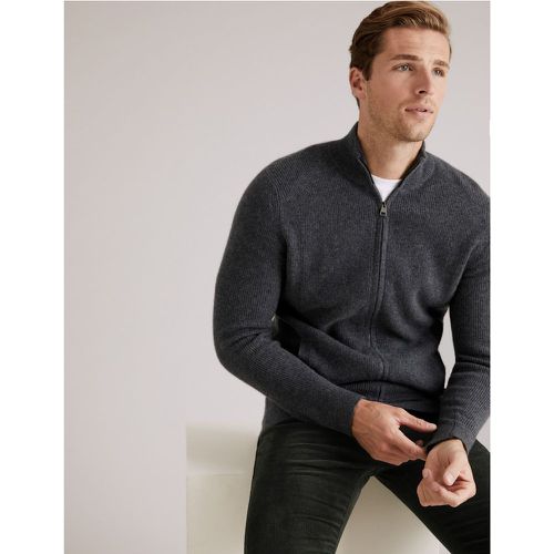 Pure Cashmere Textured Zip Up Cardigan grey - Marks & Spencer - Modalova