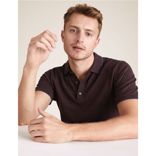 Cotton Short Sleeve Knitted Polo Shirt red - Marks & Spencer - Modalova