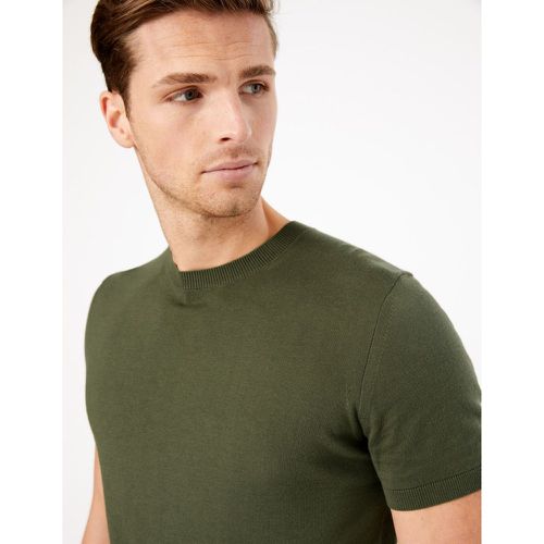 Cotton Knitted T-Shirt green - Marks & Spencer - Modalova
