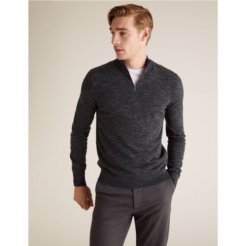 Cotton Half Zip Jumper grey - Marks & Spencer - Modalova