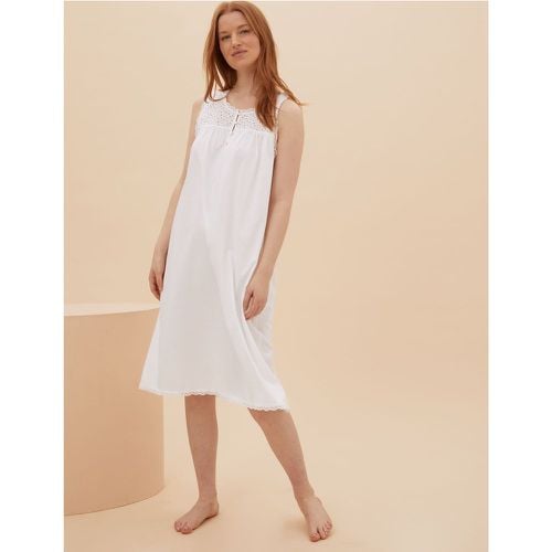 Cotton Embroidered Nightdress white - Marks & Spencer - Modalova