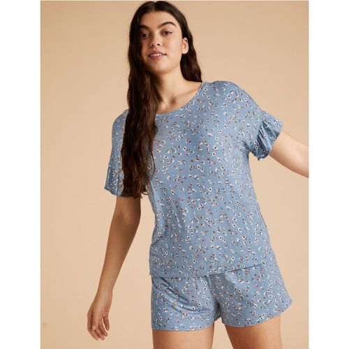 Frill Sleeve Floral Print Short Pyjama Set blue - Marks & Spencer - Modalova