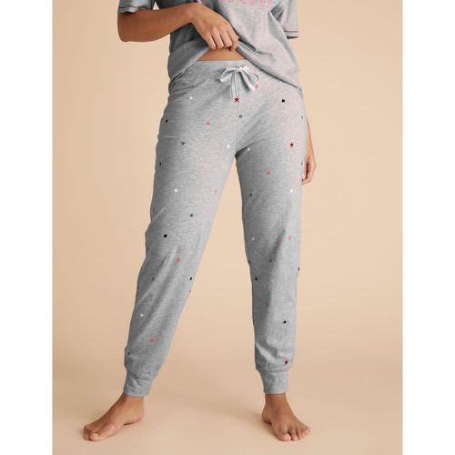 Cotton Star & Heart Cuffed Pyjama Pants grey - Marks & Spencer - Modalova