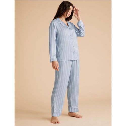 Sateen Striped Revere Pyjama Set blue - Marks & Spencer - Modalova