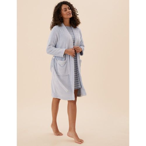 Fleece Ribbed Dressing Gown blue - Marks & Spencer - Modalova