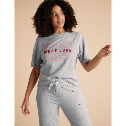 Cotton More Love Slogan Pyjama Top grey - Marks & Spencer - Modalova