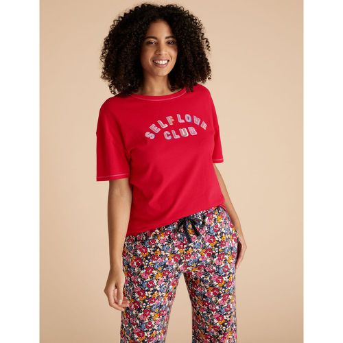 Pure Cotton Self Love Slogan Pyjama Top red - Marks & Spencer - Modalova