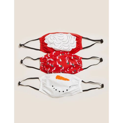 Pack Reusable & Adjustable Christmas Kids' Face Coverings -coloured - Marks & Spencer - Modalova
