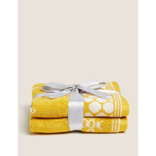 Pack Pure Cotton Honeycomb Bee Towels yellow - Marks & Spencer - Modalova