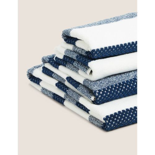 Pure Cotton Striped Textured Towel - Marks & Spencer - Modalova