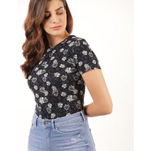 Womens Cotton Floral Crew Neck Fitted T-Shirt - - M&S Collection - Modalova