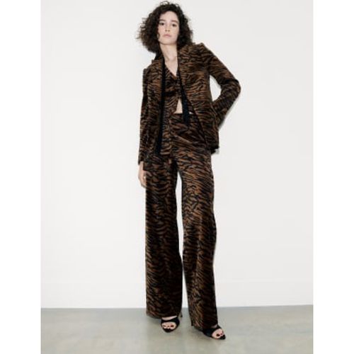 Womens Velvet Animal-Print Wide-leg Trousers - - M&S X SIENNA MILLER - Modalova