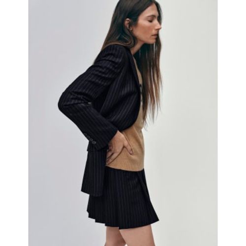 Womens Wool Blend Pinstriped Pleated Mini Skirt - - M&S X BELLA FREUD - Modalova