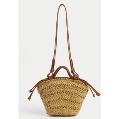 Womens Straw Woven Mini Basket Shoulder Bag - M&S Collection - Modalova