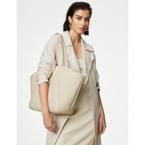 Womens Faux Leather Woven Tote Shopper - M&S Collection - Modalova