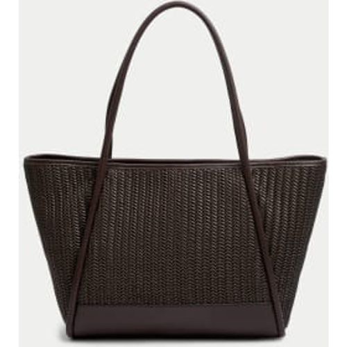 Womens Faux Leather Woven Structured Tote Bag - - M&S Collection - Modalova