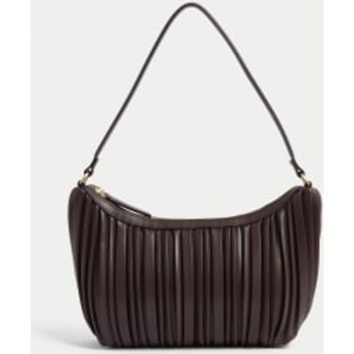 Womens Faux Leather Pleated Shoulder Bag - M&S Collection - Modalova