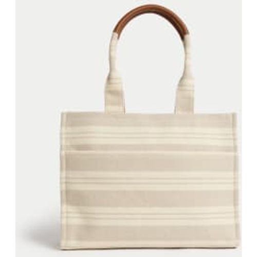 Womens Pure Cotton Canvas Striped Tote Bag - M&S Collection - Modalova