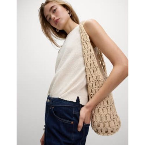 Womens Cotton Rich Beaded Shoulder Bag - - M&S Collection - Modalova