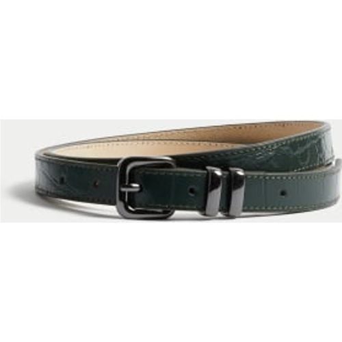 Womens Leather Lizard Effect Slim Jeans Belt - - M&S Collection - Modalova