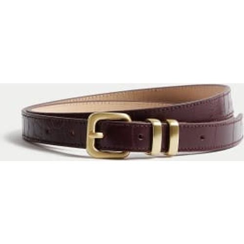 Womens Leather Lizard Effect Slim Jeans Belt - - M&S Collection - Modalova