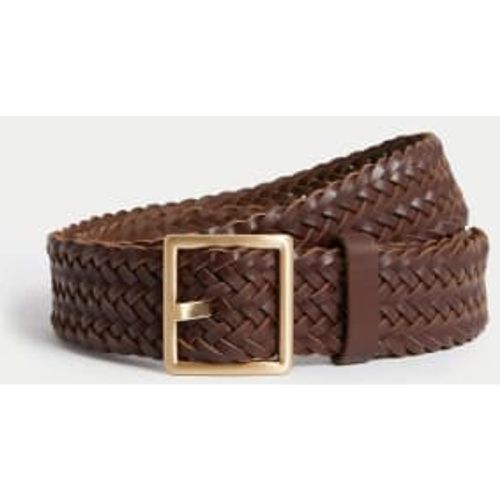 Womens Leather Woven Jeans Belt - - M&S Collection - Modalova