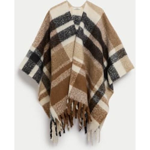 Womens Brushed Checked Poncho - - M&S Collection - Modalova