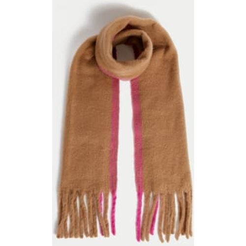 Womens Brushed Colour Block Tassel Scarf - - M&S Collection - Modalova