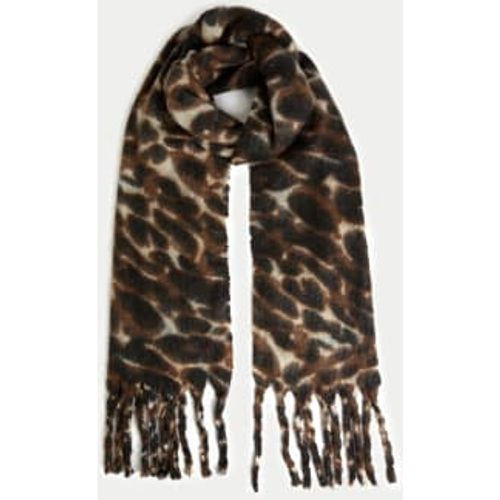 Womens Brushed Animal Fringed Scarf - - M&S Collection - Modalova