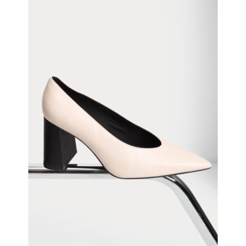 Womens Leather Block Heel Court Shoes - - M&S Collection - Modalova