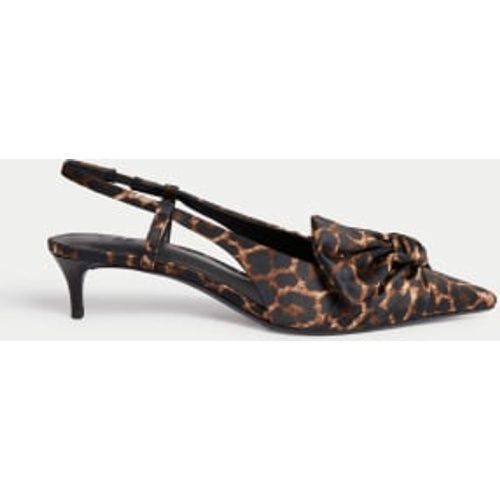 Womens Satin Leopard Print Kitten Heel Sandals - - M&S Collection - Modalova