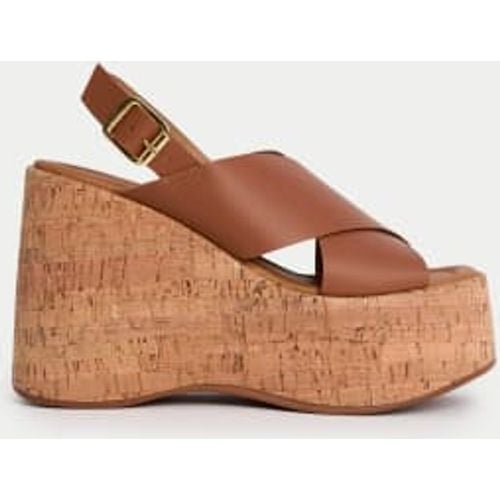 Womens Leather Crossover Ankle Strap Wedge Sandals - - M&S Collection - Modalova