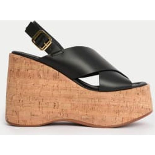 Womens Leather Crossover Ankle Strap Wedge Sandals - - M&S Collection - Modalova