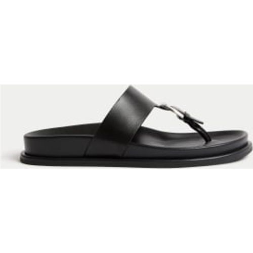 Womens Leather Look Buckle Footbed Toe Thong Sandals - - M&S Collection - Modalova