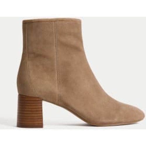 Womens Suede Block Heel Ankle Boots - - M&S Collection - Modalova