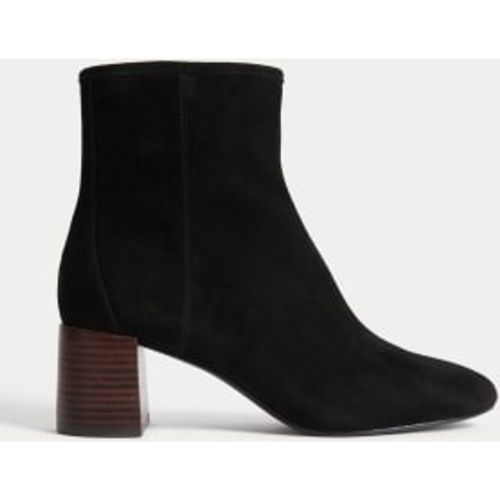 Womens Suede Block Heel Ankle Boots - - M&S Collection - Modalova