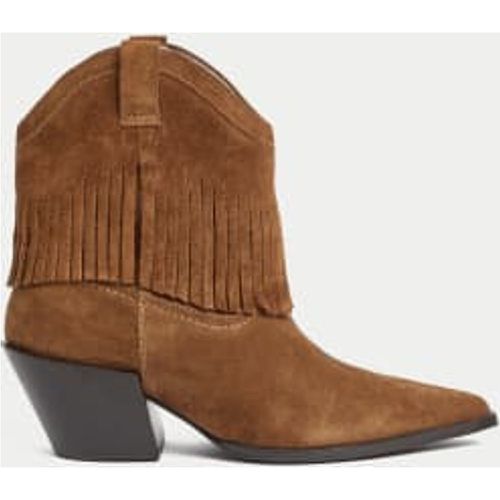 Womens Suede Cowboy Block Heel Chisel Toe Boots - - M&S Collection - Modalova